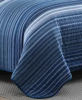 Nautica Coveside Blue Cotton Reversible -Piece Quilt Set