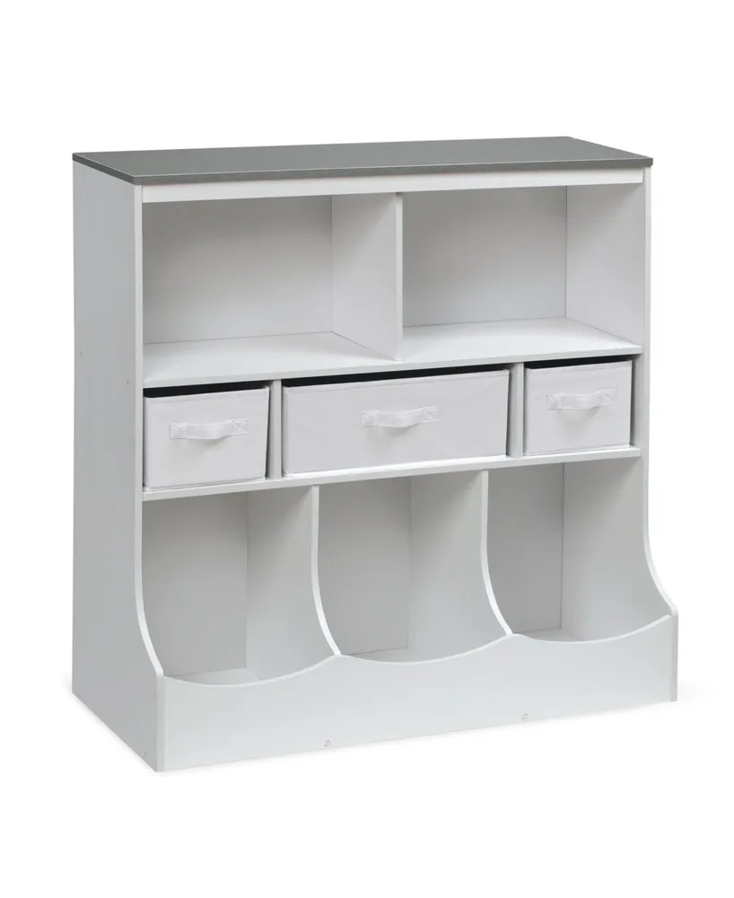 Stackable Shelf Storage Cubby with Three Baskets - White - Badger