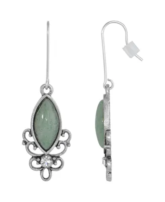 2028 Sterling Silver Wire Genuine Stone Aventurine Earrings