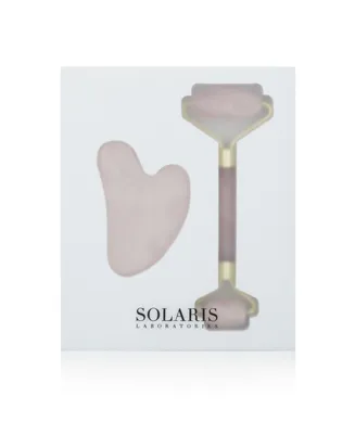 Solaris Laboratories Ny Rose Quartz Dermal Roller and Gua Sha 2 Piece Set