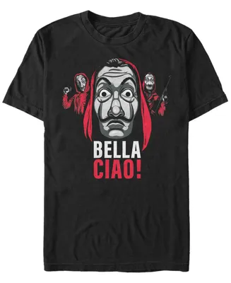 Fifth Sun Men's La Casa De Papel Bella Ciao Masked Trio Short Sleeve T-Shirt