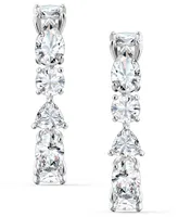 Swarovski Silver-Tone Crystal Curved Drop Earrings