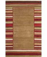 Martha Stewart Collection Striped Border MSR4715B Red 4' x 6' Area Rug