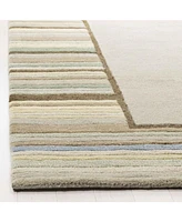 Martha Stewart Collection Striped Border MSR4715A Moss 5' x 8' Area Rug