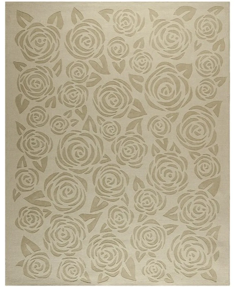 Martha Stewart Collection Block Print Rose MSR4618D Gold 9' x 12' Area Rug