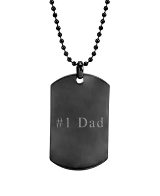 Eve's Jewelry Men's Engraved "1 Dad" Gunmetal Stainless Steel Dog Tag Pendant