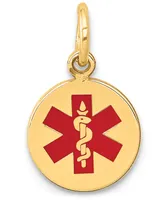 Medical Info Disc Charm Pendant in 14k Gold