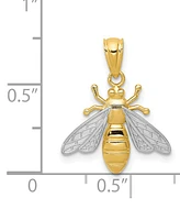 Two-Tone Bee Charm Pendant in 14k Gold - Two