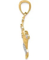 Majestic Crown Charm Pendant in 14K Gold with Rhodium Plating