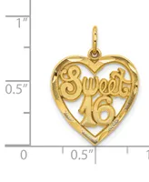 Sweet 16 Heart Charm Pendant in 14k Yellow Gold