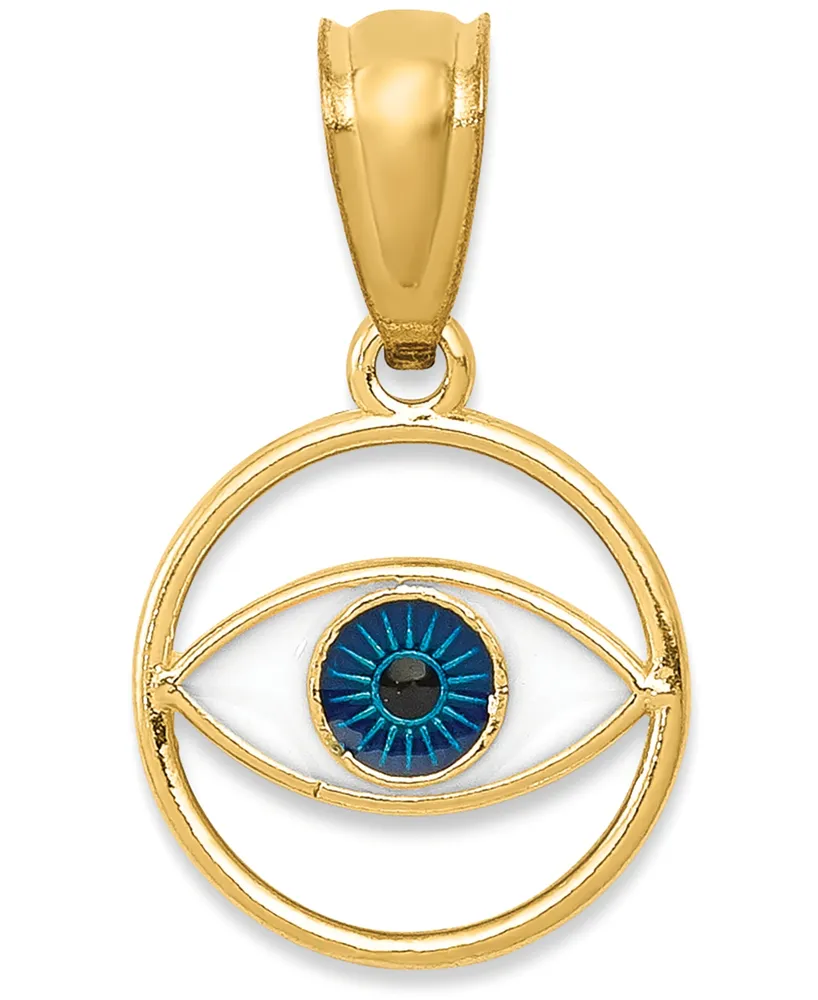 Evil Eye Charm Pendant in 14k Gold and Enamel