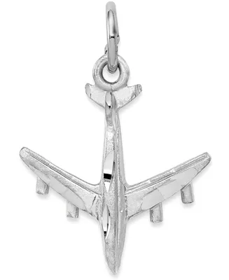 Airplane Charm Pendant in 14k White Gold