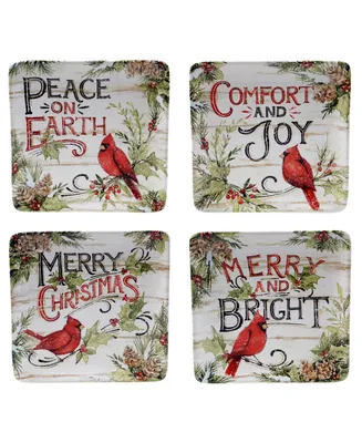 Certified International Evergreen Christmas 4 Piece Dessert Plate