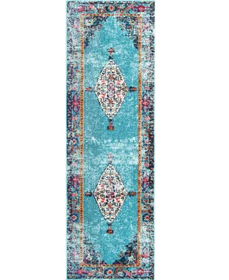 nuLoom Veronica KKCB26A Aqua 2'6" x 8' Runner Rug