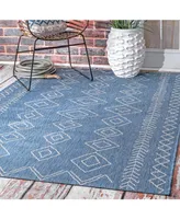 nuLoom Serna OWDN23B Blue 7'6" x 10'9" Outdoor Area Rug