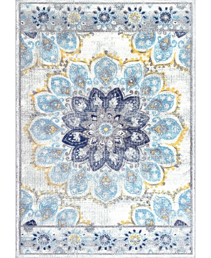 nuLoom Kiyoko RZBD59C Blue 2'6" x 6' Runner Rug