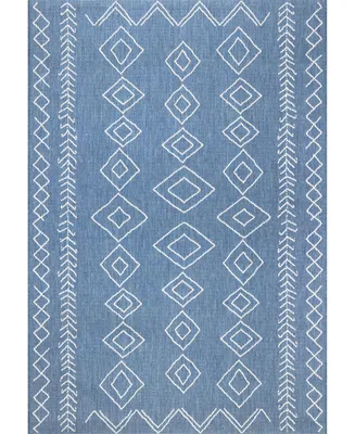 nuLoom Serna OWDN23B Blue 7'6" x 10'9" Outdoor Area Rug