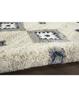 Nourison Home Oslo Shag OSL03 Ivory and Blue 5'3" x 7'9" Area Rug