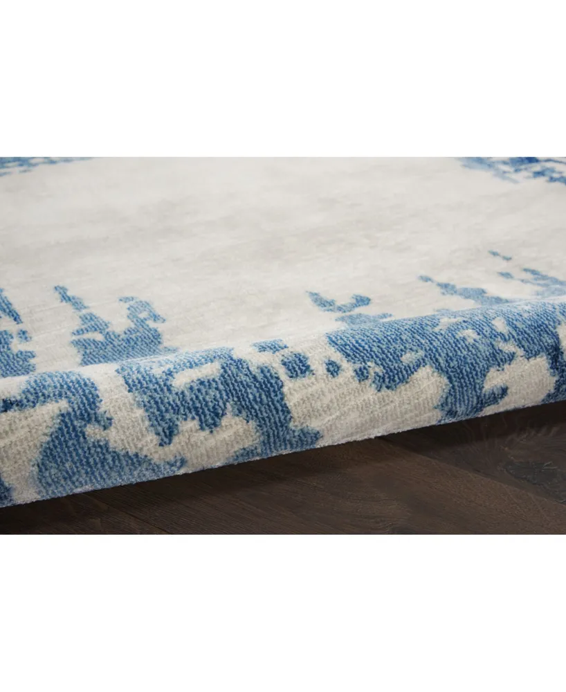 Nourison Home Etchings ETC04 Ivory and Blue 4' x 6' Area Rug