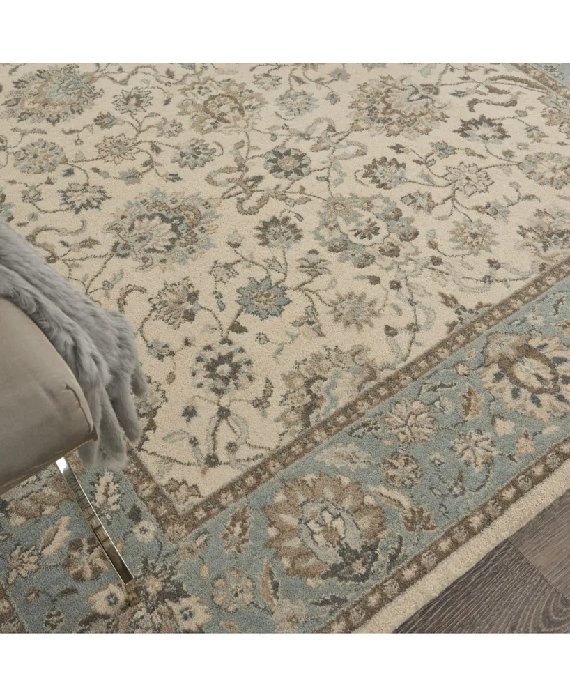 Nourison Home Living Treasures LI16 Ivory and Aqua 3'6" x 5'6" Area Rug