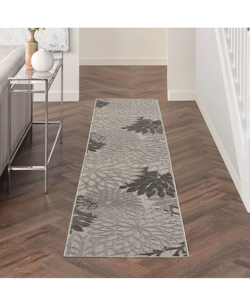 Nourison Home Aloha ALH05 Silver 2'3" x 10' Runner Rug