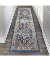 Nourison Home Ankara Global ANR11 Blue and Multi 2' x 6' Runner Rug