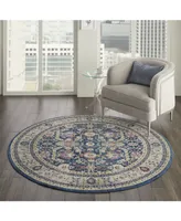 Nourison Home Ankara Global ANR13 Navy and Multi 4' Round Rug