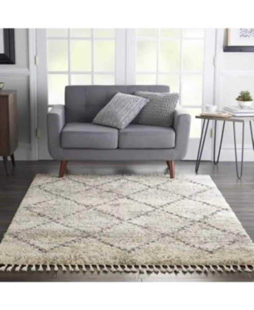 Nourison Home Oslo Shag Osl01 Ivory Gray Rug