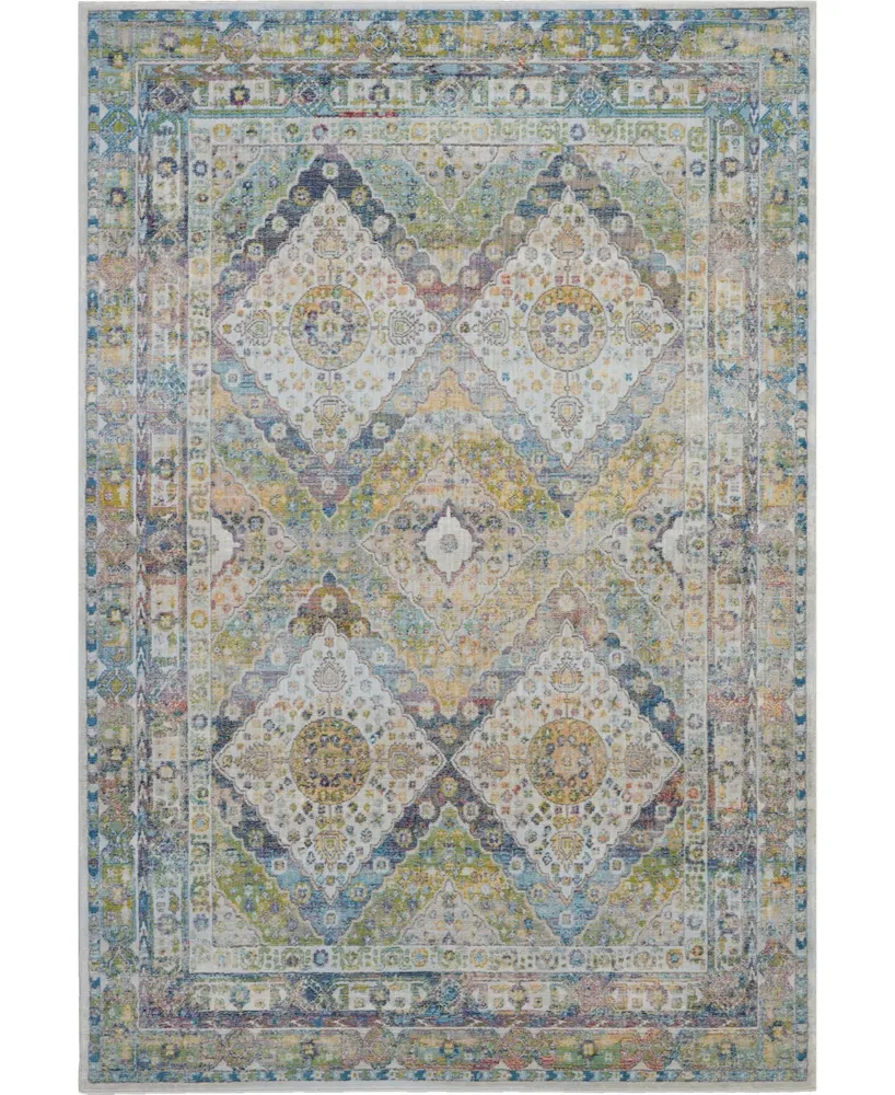 Nourison Home Ankara Global ANR07 Blue and Green 4' x 6' Area Rug