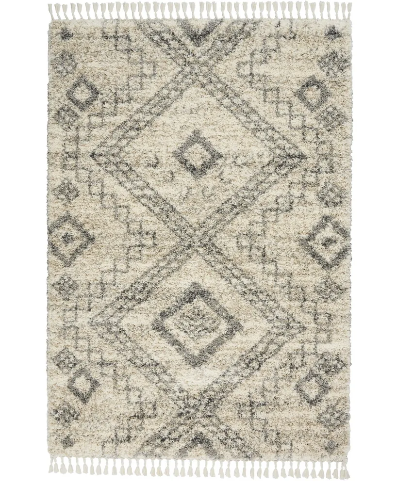 Nourison Home Oslo Shag OSL02 Ivory and Gray 4' x 6' Area Rug