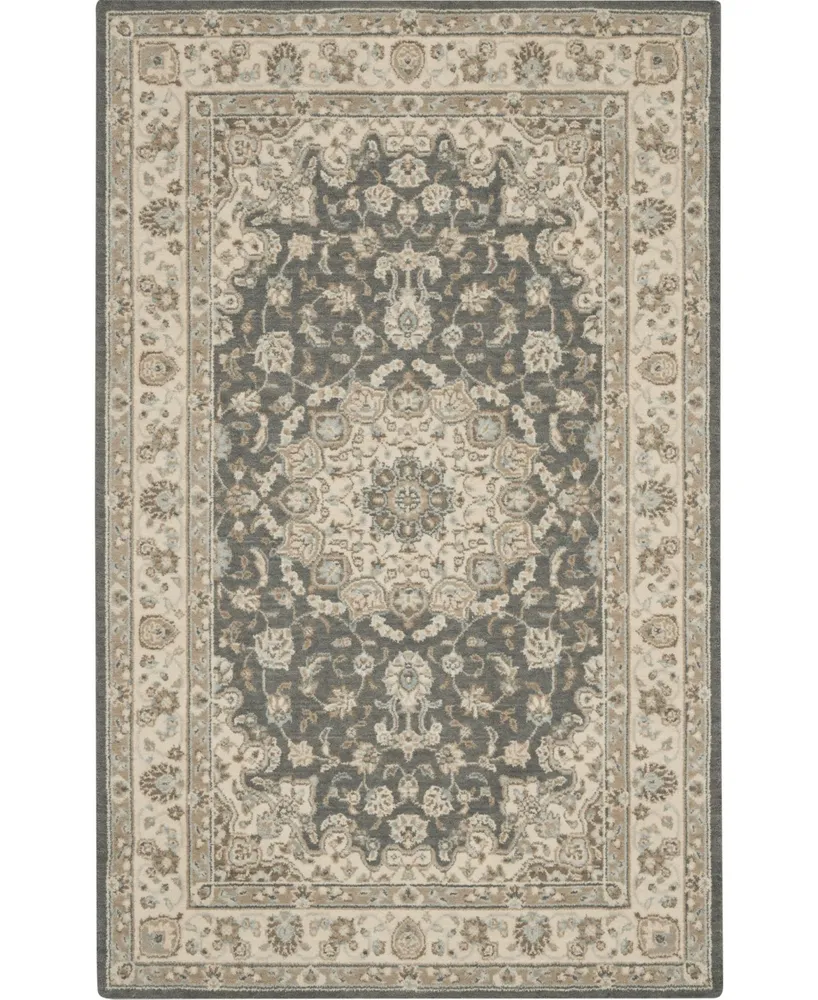 Nourison Home Living Treasures LI15 Gray and Ivory 3'6" x 5'6" Area Rug