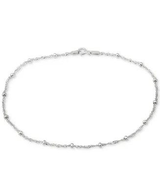 Giani Bernini Sterling Silver Ankle Bracelet, Small Beaded Singapore Chain, Created for Macy's