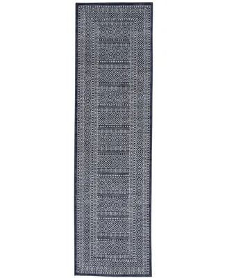 Nourison Home Palermo PMR04 Navy and Gray 2'2" x 7'6" Runner Rug