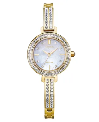 Citizen Eco-Drive Women's Gold-Tone Stainless Steel & Crystal Bangle Bracelet Watch 25mm