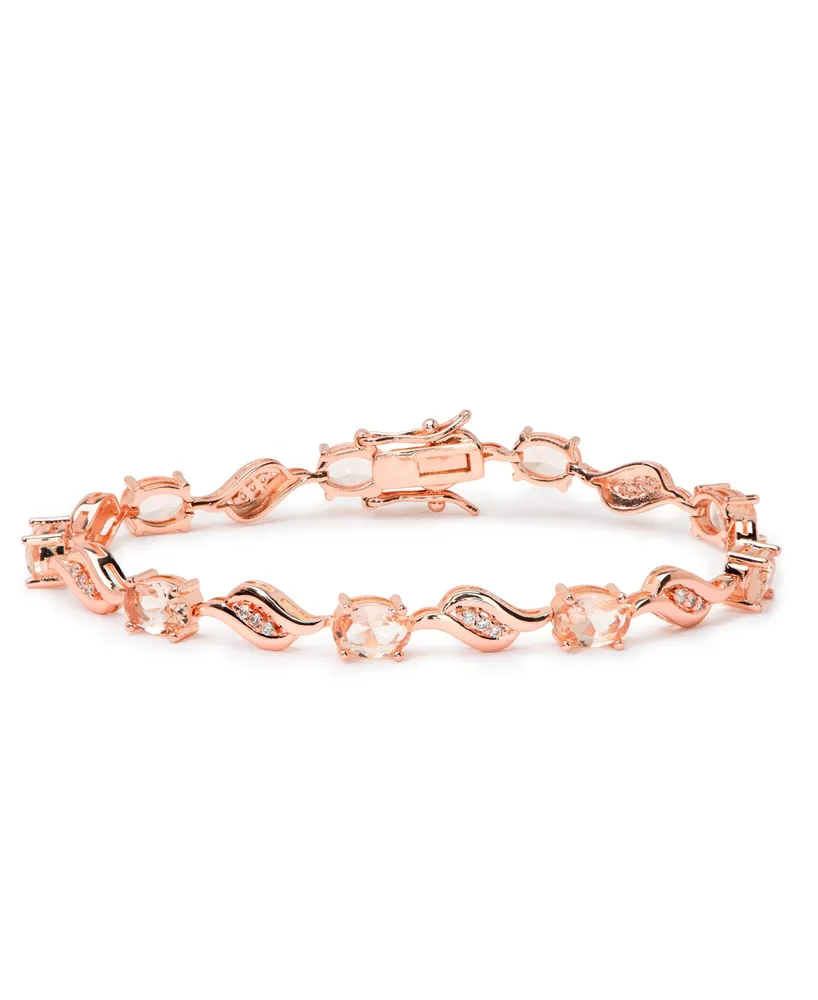 Rose Gold Plated Oval Simulated Morganite Bracelet