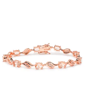 Rose Gold Plated Oval Simulated Morganite Bracelet