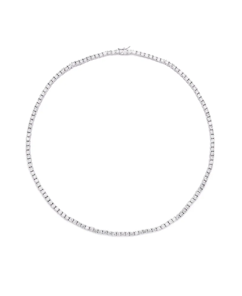 Cubic Zirconia Tennis Necklace In Silver Plate or Gold Plate