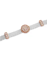 Cubic Zirconia Mini-Cluster Mesh Link Bracelet in Sterling Silver & Rose Gold-Plate