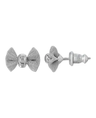 2028 Silver-Tone Small Bow Stud Earring