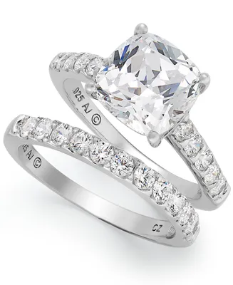 Arabella Sterling Silver Ring Set, Cubic Zirconia Bridal Ring and Band Set (8 ct. t.w.)