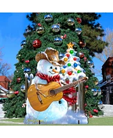 Designocracy by Dona Gelsinger Guitar Rocker Snowman Freestanding Large Yard Decor