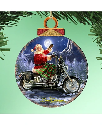 Designocracy by Dona Gelsinger Santa Motorcycle Rider Ornament, Set of 2