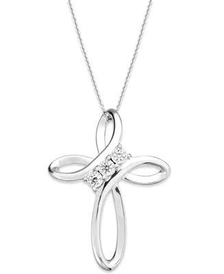 TruMiracle Diamond Cross Pendant Necklace in Sterling Silver (1/10 ct. t.w.)