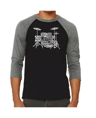 La Pop Art Drums Men's Raglan Word T-shirt
