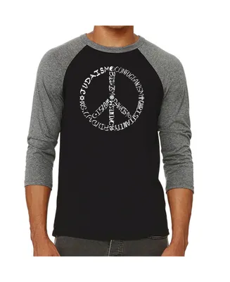 La Pop Art Faiths Peace Sign Men's Raglan Word T-shirt