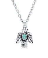 Macy's Simulated Turquoise Silver Plated Eagle Pendant Necklace - Silver