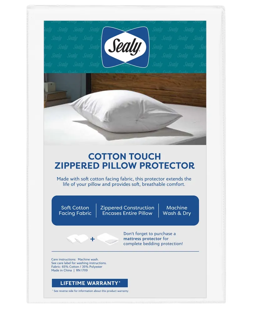 Sealy Cotton Touch Pillow Protector, Standard/Queen