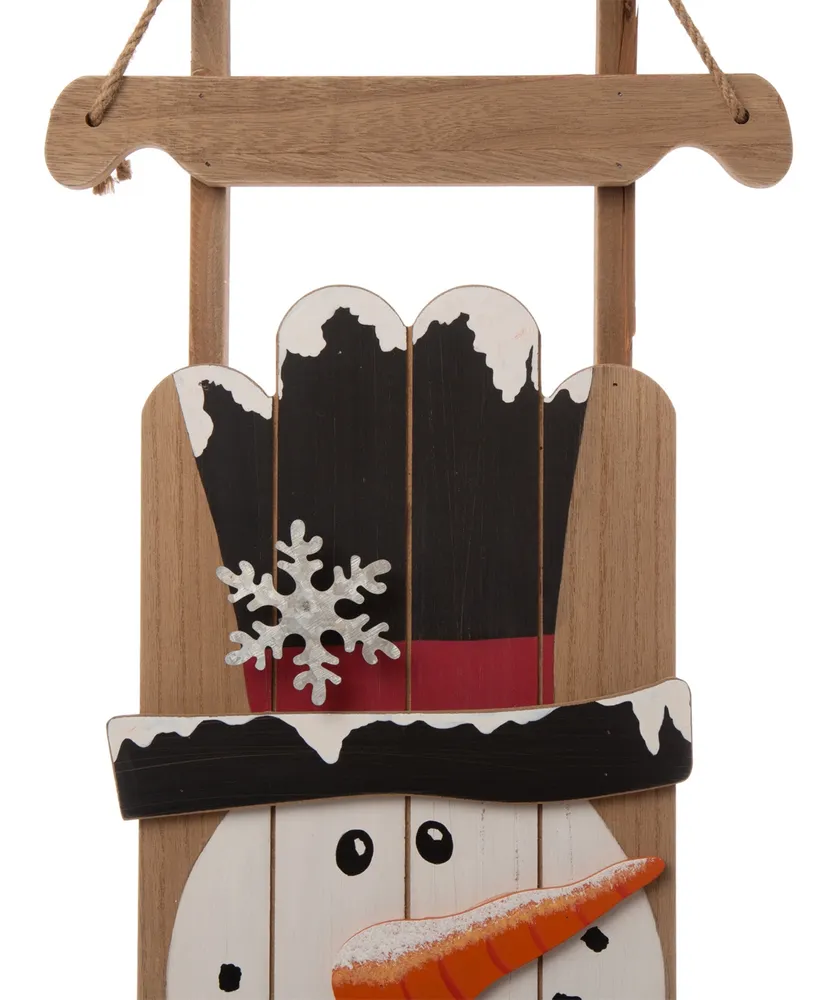 Glitzhome Wooden Christmas Snowman Porch Sign