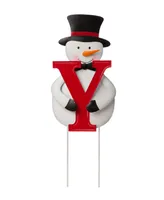 Glitzhome Metal Vertical Joy Snowman Yard Stake or Horizontal Snowmen Family Stake