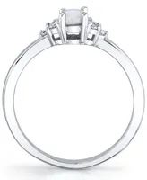 Opal (1/3 ct. t.w.) & Diamond (1/10 ct. t.w.) Ring in 14k White Gold